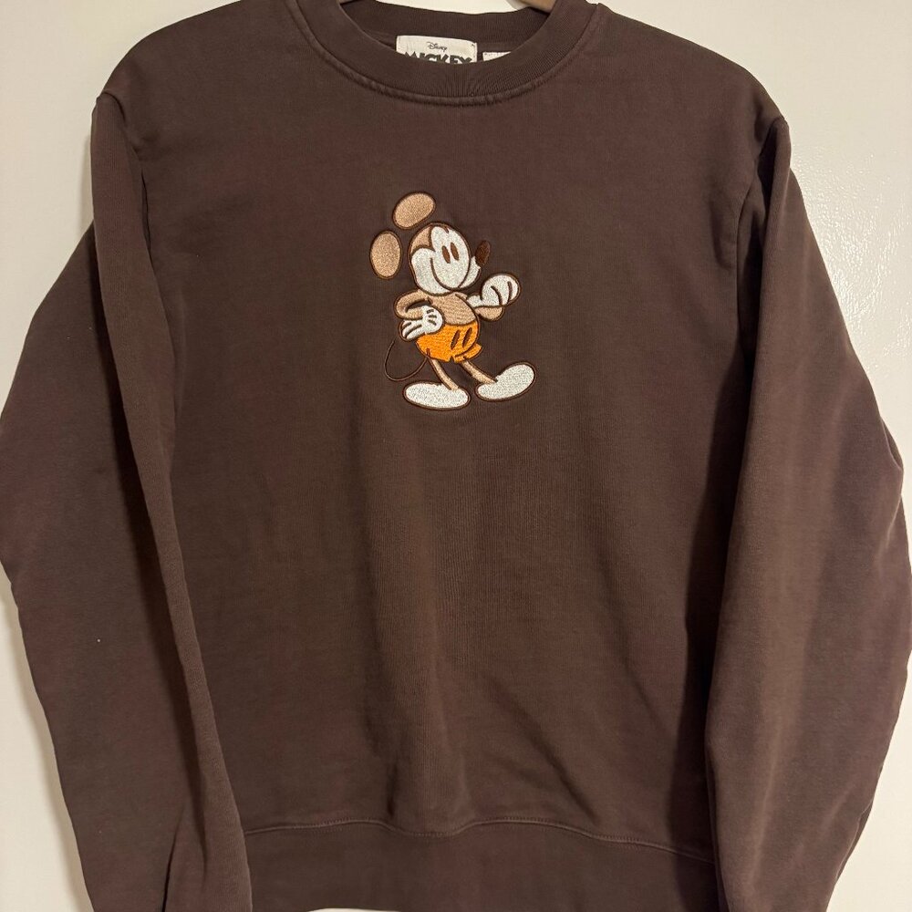 Vintage Brown Mickey Mouse Crew Neck Sweatshirt